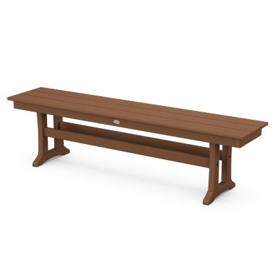 POLYWOOD Farmhouse Trestle 65-Inch Bench – Teak