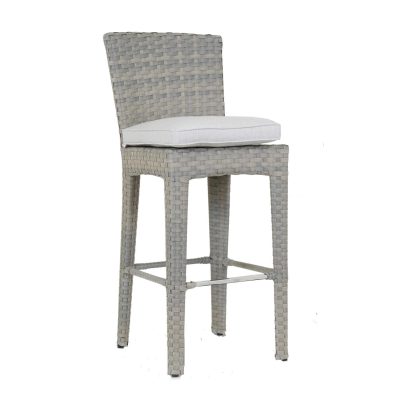 Majorca Wicker Patio Counter Height Bar Stool W/ Sunbrella Cast Silver Cushion By Sunset West