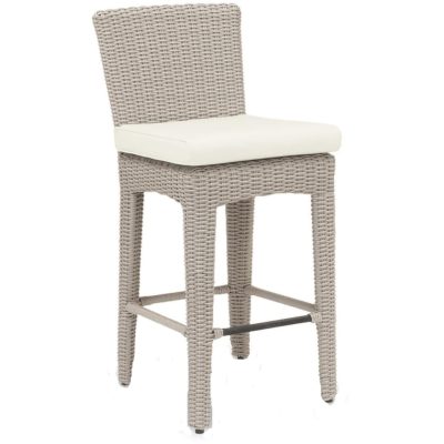 Manhattan Wicker Patio Counter Height Bar Stool W/ Sunbrella Linen Canvas Cushion By Sunset West