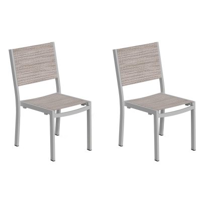 Travira 2 Pc Composite Sling & Aluminum Dining Side Chair in Flint/Bellows By Oxford Garden