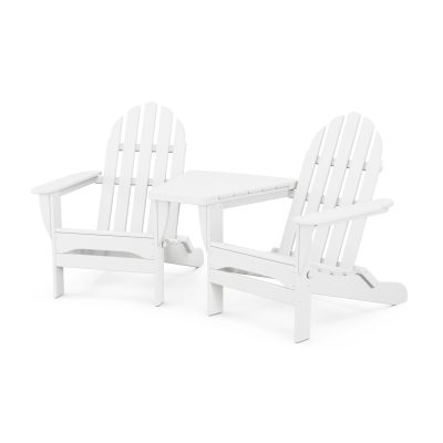 POLYWOOD Classic Folding Adirondacks W/ Connecting Table – White