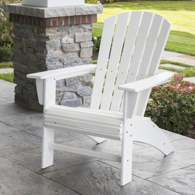 POLYWOOD Nautical Curveback Adirondack Chair – White