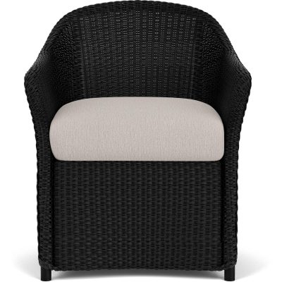 Weekend Retreat Wicker Dining Arm Chair in Ebony/Remy Cloud By Lloyd Flanders