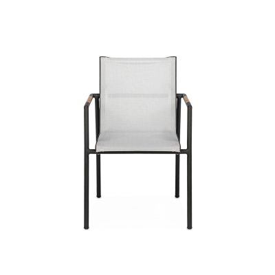 Paros Stacking Dining Chair in Asteroid/White By Teak + Table