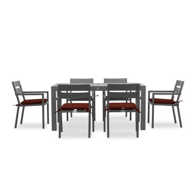 Calm Bay Classic 7 Pc Rectangular Dining Set in Slate/Canvas Henna by Lakeview