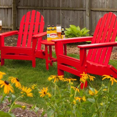 POLYWOOD Classic Folding Adirondack 3-Piece Set – Sunset Red