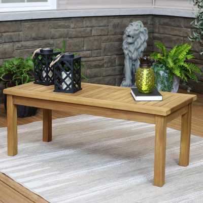 Ultimate Patio Wooden Teak Outdoor Coffee Table – Stain Finish – 45-Inch