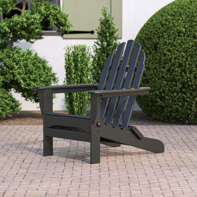 POLYWOOD Classic Folding Adirondack Chair – Black