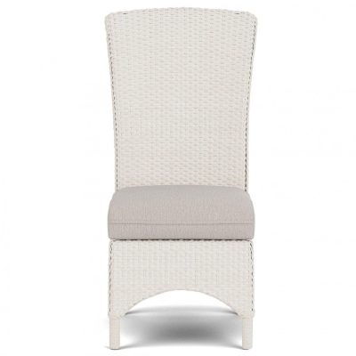 Mandalay Wicker Dining Side Chair in Antique White/Remy Cloud By Lloyd Flanders