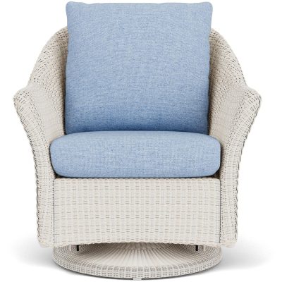 Weekend Retreat Wicker Club Chair w/ Swivel Gliders in Antique White/Demo Skyway By Lloyd Flanders