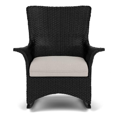 Mandalay Wicker Rocking Chair w/ Cushions in Ebony/Remy Cloud By Lloyd Flanders