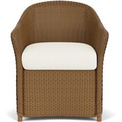 Weekend Retreat Wicker Dining Arm Chair in Hickory/Sailcloth Salt By Lloyd Flanders