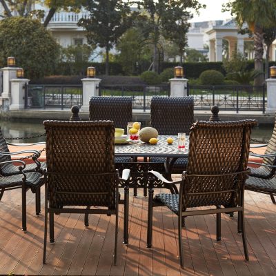 Darlee Victoria 9 Piece Resin Wicker Patio Dining Set W/ 60 Inch Square Table