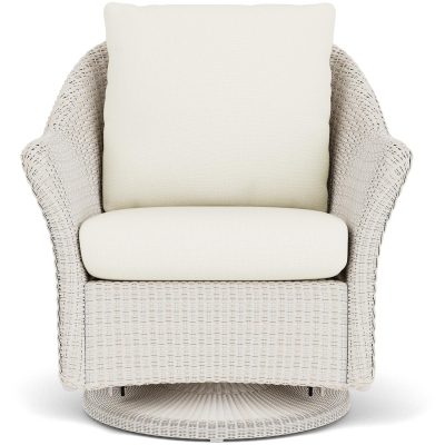 Weekend Retreat Wicker Club Chair w/ Swivel Gliders in Antique White/Sailcloth Salt By Lloyd Flanders