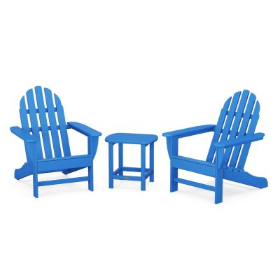 POLYWOOD Classic Adirondack 3-Piece Set W/ South Beach 18-Inch Side Table – Pacific Blue