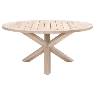 63 Inch Gray Teak Round Dining Table By Lakeview