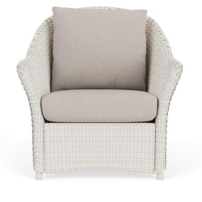 Weekend Retreat Wicker Club Chair in Antique White/Remy Cloud By Lloyd Flanders