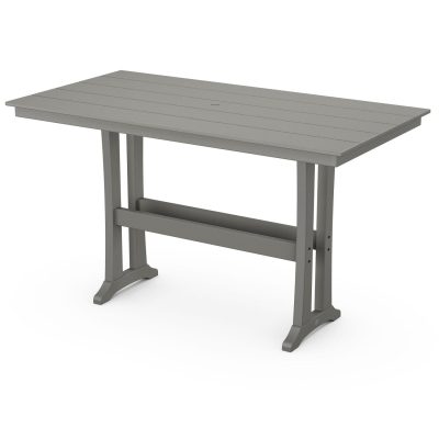 POLYWOOD 37 X 72-Inch Farmhouse Trestle Bar Table – Slate Grey