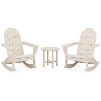 POLYWOOD Vineyard 3-Piece Adirondack Rocking Chair Set in Sand