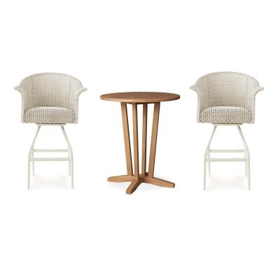 Timeless View 3 Pc Wicker Bar Set W/Bar Stools in Ivory By Lakeview