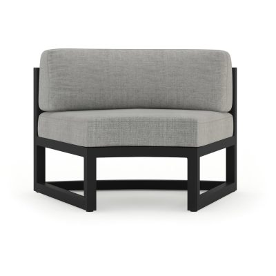 Misty Cove Aluminum Curve Seat 2 Piece in Black W/ Cast Silver Cushions By Lakeview