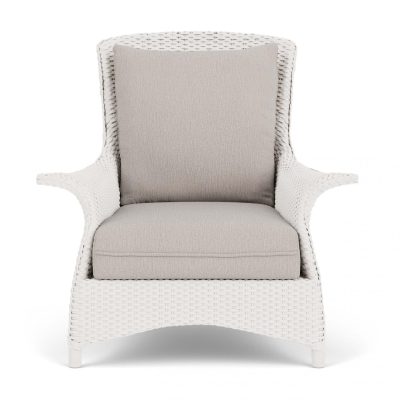 Mandalay Wicker Club Chair in White/Remy Cloud By Lloyd Flanders