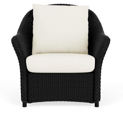 Weekend Retreat Wicker Club Chair in Ebony/Sailcloth Salt By Lloyd Flanders