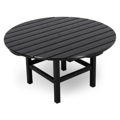 POLYWOOD 38-Inch Round Conversation Table – Black