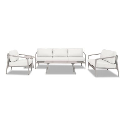 Midnight Cove 5 Pc Aluminum Sofa Seating Set in Urban Stone/Carrera/Canvas Natural By Lakeview Outdoor Designs