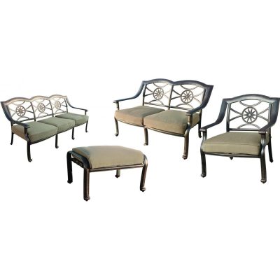 Darlee Ten Star 4 Piece Cast Aluminum Patio Conversation Seating Set