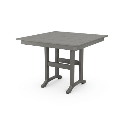 POLYWOOD 37-Inch Farmhouse Dining Table – Slate Grey