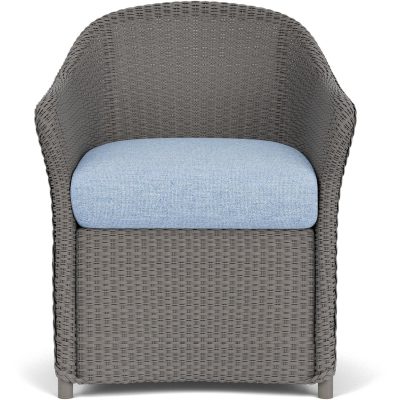 Weekend Retreat Wicker Dining Arm Chair in Pewter/Demo Skyway By Lloyd Flanders