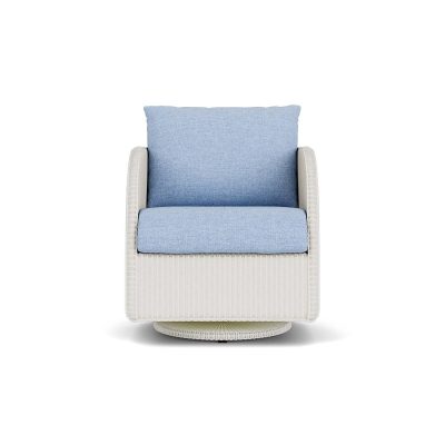 Essence Wicker Club Chair w/ Swivel Gliders in Matte White/Demo Skyway By Lloyd Flanders