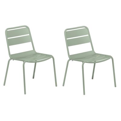 Kapri 2 Pc Aluminum Dining Side Chair in Sage By Oxford Garden