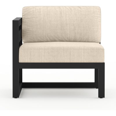 Misty Cove Aluminum Left Arm Section in Black W/ Canvas Flax Cushions By Lakeview