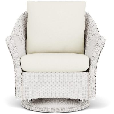 Weekend Retreat Wicker Club Chair w/ Swivel Gliders in White/Sailcloth Salt By Lloyd Flanders