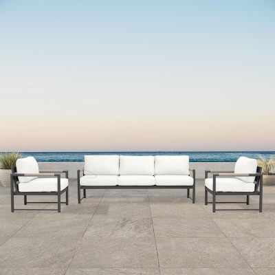 Lakeview Avenue Bay Slate/Pebble Gray 3 Pc Sofa Club Chair Set – Canvas Natural