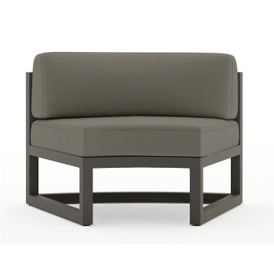 Misty Cove Aluminum Curve Seat 2 Piece in Slate W/ Canvas Charcoal Cushions By Lakeview