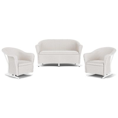 Reflections 3 Pc Wicker Rocking Seating Set in White By Lloyd Flanders