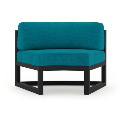 Misty Cove Aluminum Curve Seat 2 Piece in Black W/ Spectrum Peacock Cushions By Lakeview