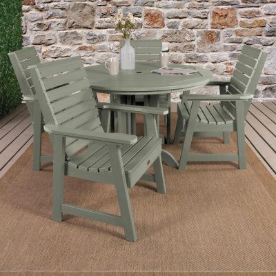 Elm Pointe 5 Pc Set Recycled Plastic Dining Set In Eucalyptus By Lakeview