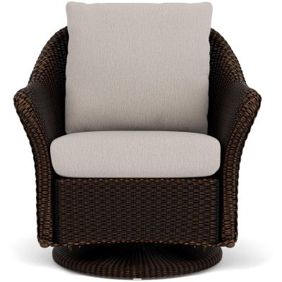 Weekend Retreat Wicker Club Chair w/ Swivel Gliders in Mink/Remy Cloud By Lloyd Flanders