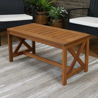 Ultimate Patio 35-Inch Meranti Wood Outdoor Patio Coffee Table – Teak Oil Finish