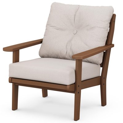 POLYWOOD Lakeside Deep Seating Chair – Teak / Dune Burlap