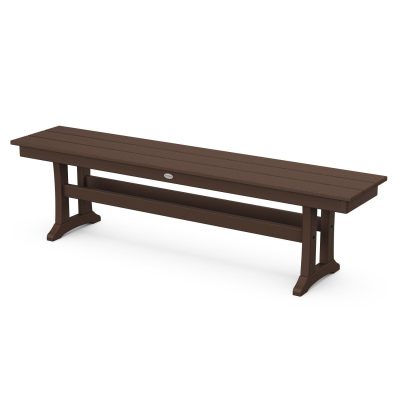 POLYWOOD Farmhouse Trestle 65-Inch Bench – Mahogany