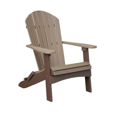 Berlin Gardens Comfo Folding Adirondack Chair – Weatherwood on Chocolate Brown