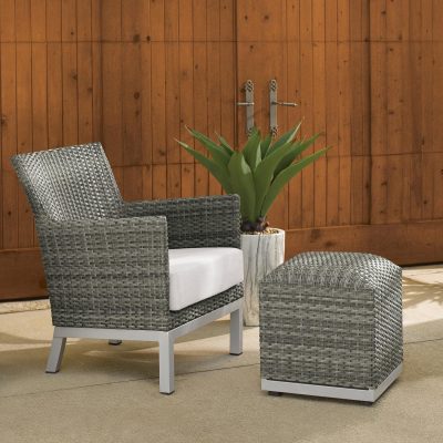 Argento 2 Piece Wicker Patio Seating Set W/ Ottoman By Oxford Garden – Eggshell White