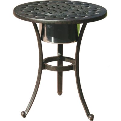 Darlee Series 30 Cast Aluminum Patio End Table With Ice Bucket Insert – Round