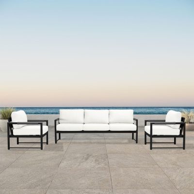 Lakeview Avenue Bay Black/Carbon 3 Pc Sofa Club Chair Set – Canvas Natural