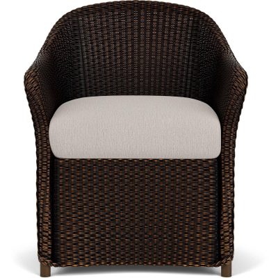 Weekend Retreat Wicker Dining Arm Chair in Mink/Remy Cloud By Lloyd Flanders